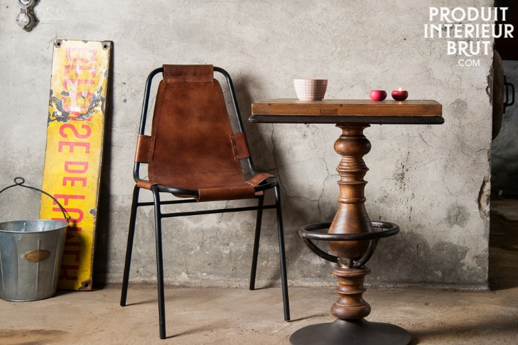 « Bergson », une chaise vintage en cuir et métal – P.I.B.